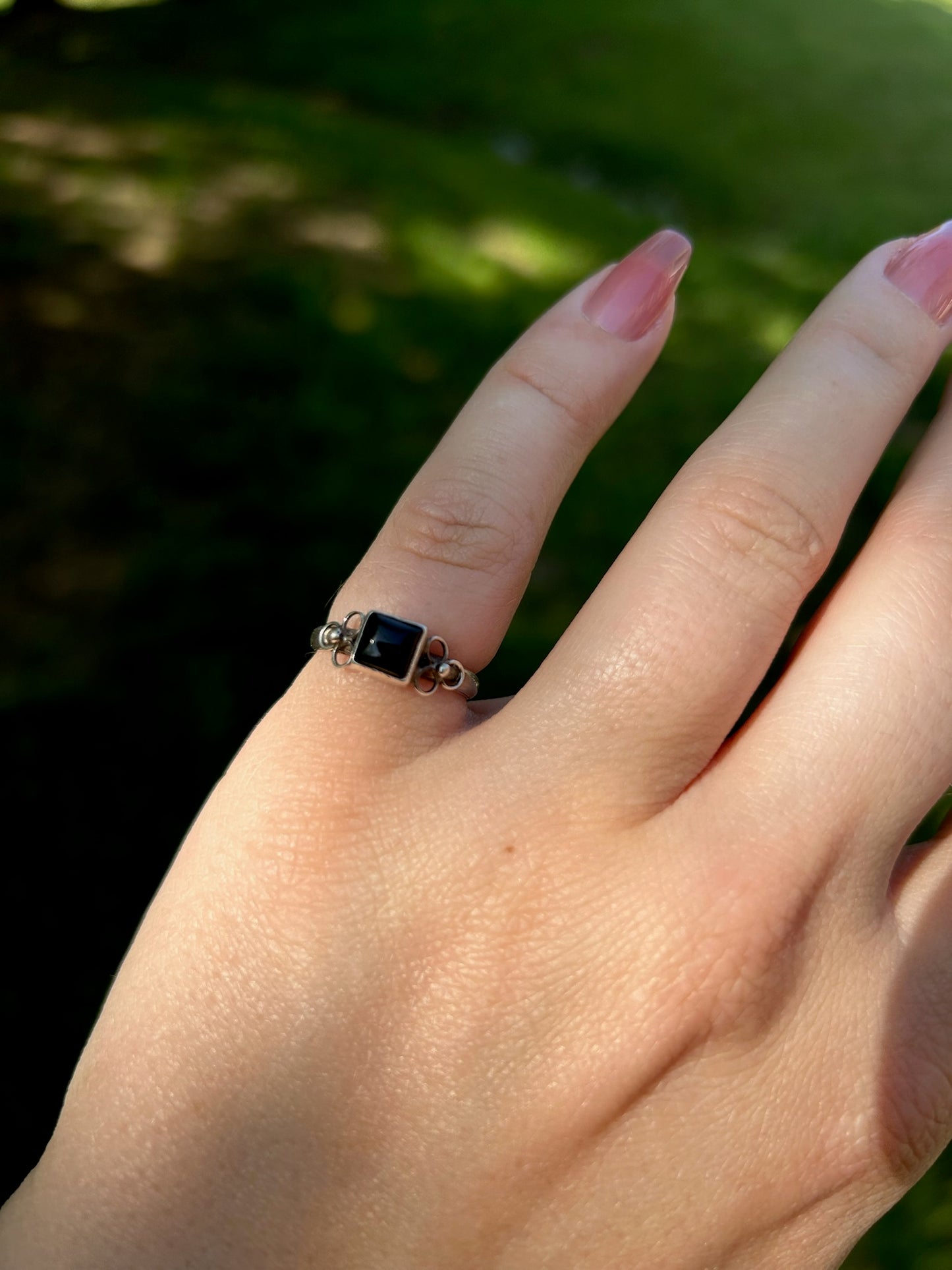 boho, boho jewelry, western apparel, western, ring, statement ring, sterling ring, sterling silver jewelry, size 5, genuine onyx stone