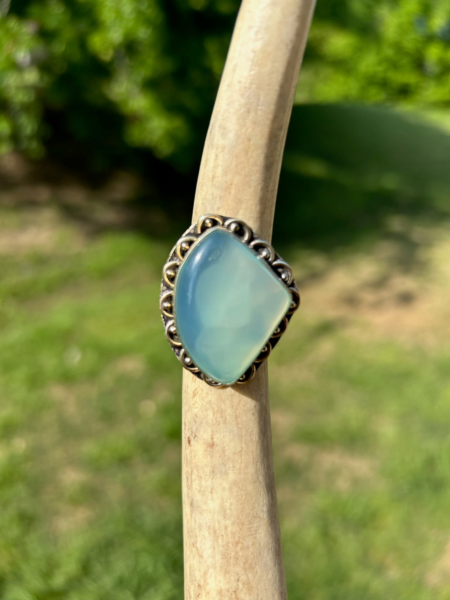 boho, boho jewelry, western apparel, western, ring, iridescent stone, sterling silver ring, jelly agate ring