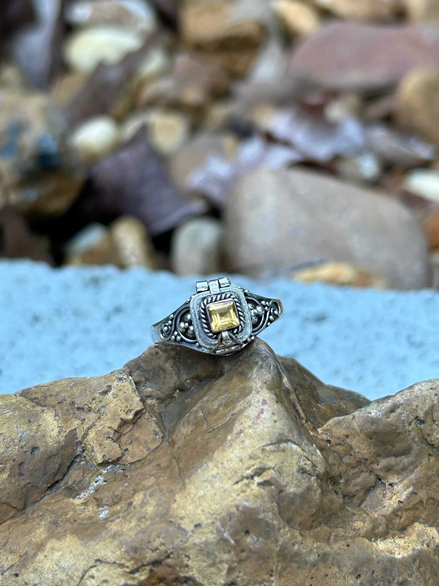Citrine Poison Ring