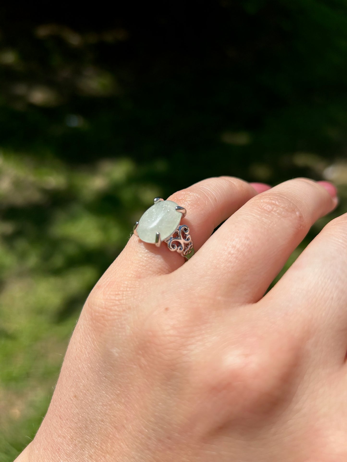 boho, boho jewelry, western apparel, western, ring, statement ring, crystal colored centerpiece ring, size 5.5, used jewelry for sale