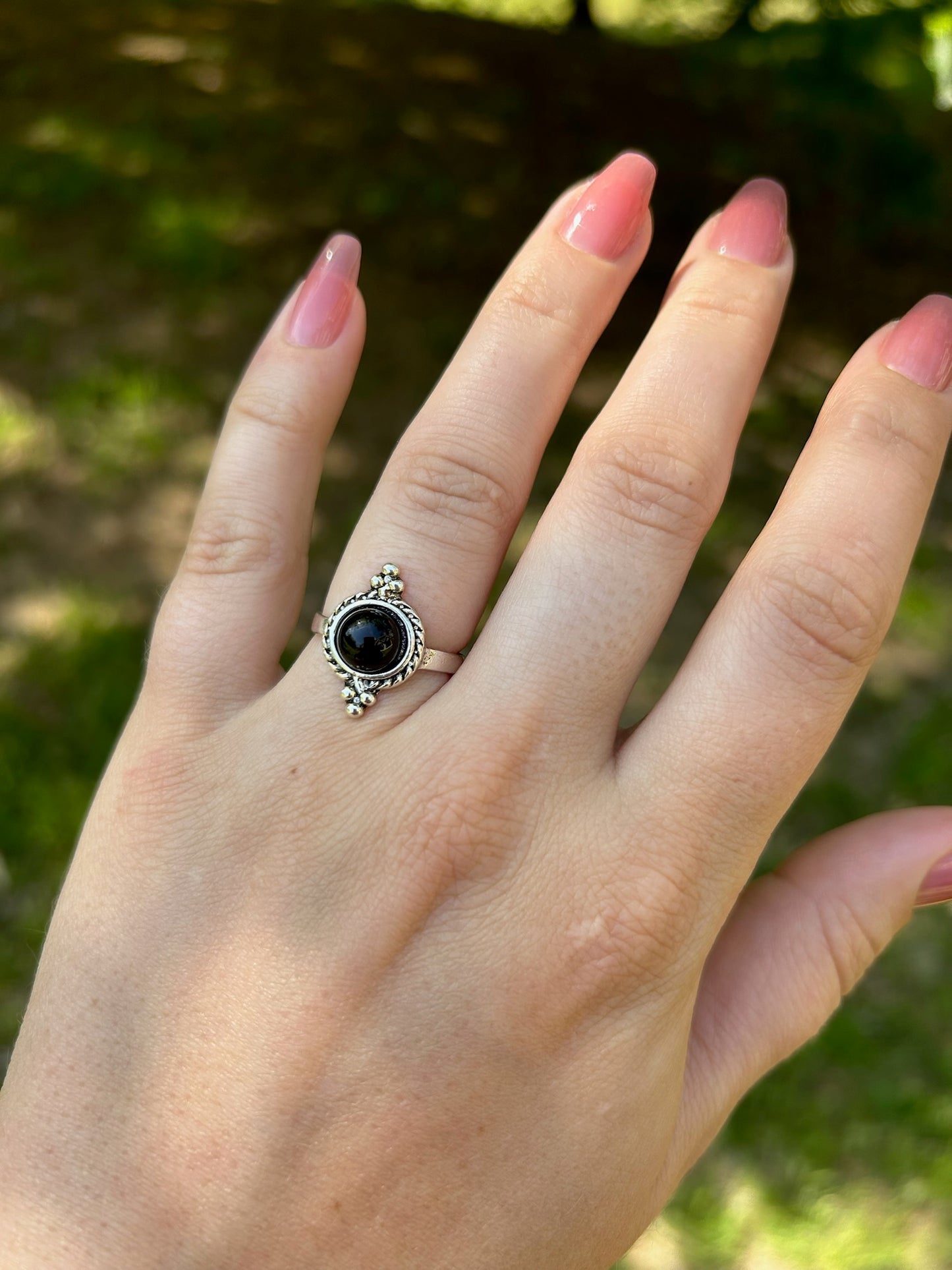 boho, boho jewelry, western apparel, western, ring, statement ring, black centerpiece ring, size 7