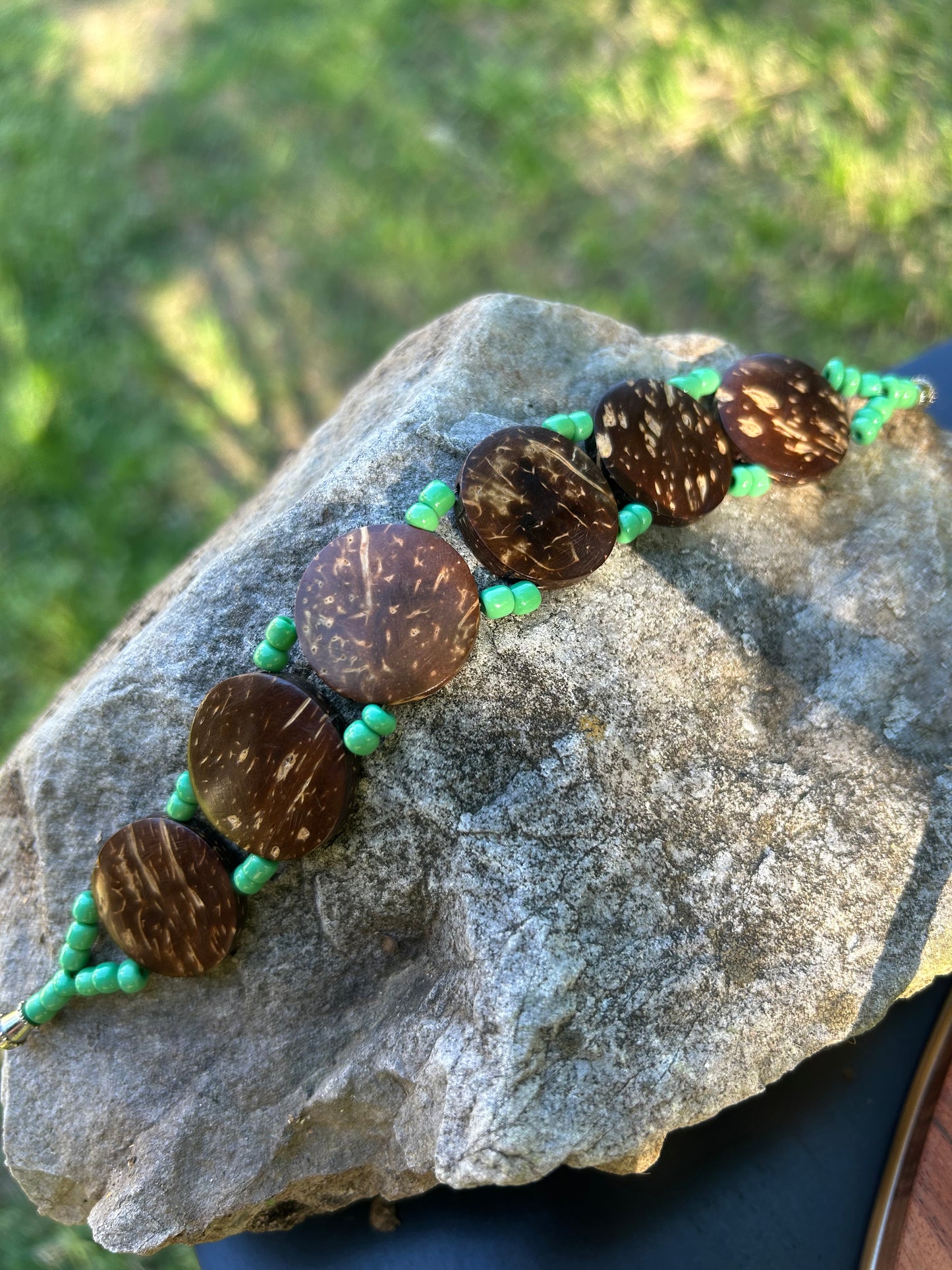Beaded bracelet, box clasp, bracelet, turquoise, bronze colors, boho, jewelry, unique jewelry, rustic, Western Jewelry