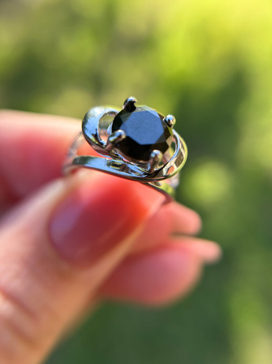 ring, western vibe, western apparel, boho apparel, beautiful ring, statement ring Black Gem Ring, used jewelry for sale