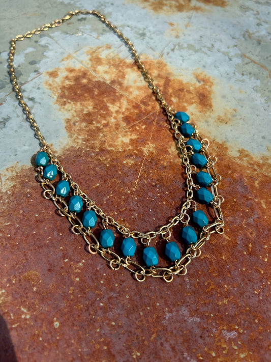 Aztec style necklace, box clasp, necklace, turquoise, bronze colors, boho, jewelry, unique jewelry, rustic, Western Jewelry, necklace