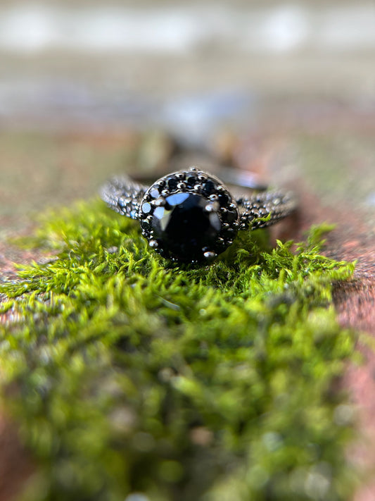 boho, boho jewelry, western apparel, western, ring, statement ring, sterling ring, black onyx stone, sterling silver jewelry, size 6