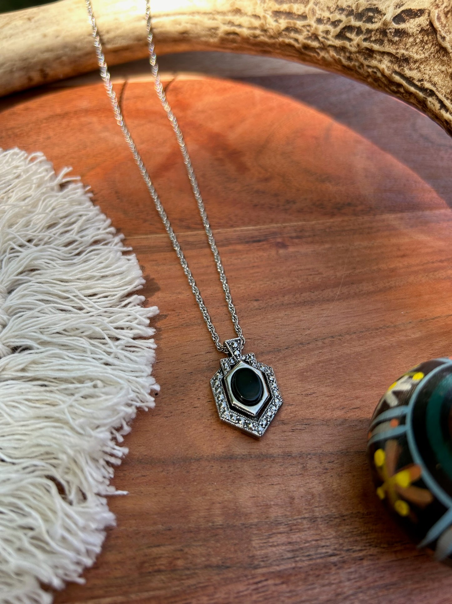 necklace, exquisite jewelry, estate jewelry, western apparel, boho, jewelry, jewelry aesthetic, modern necklace, black pendant necklace, used jewelry