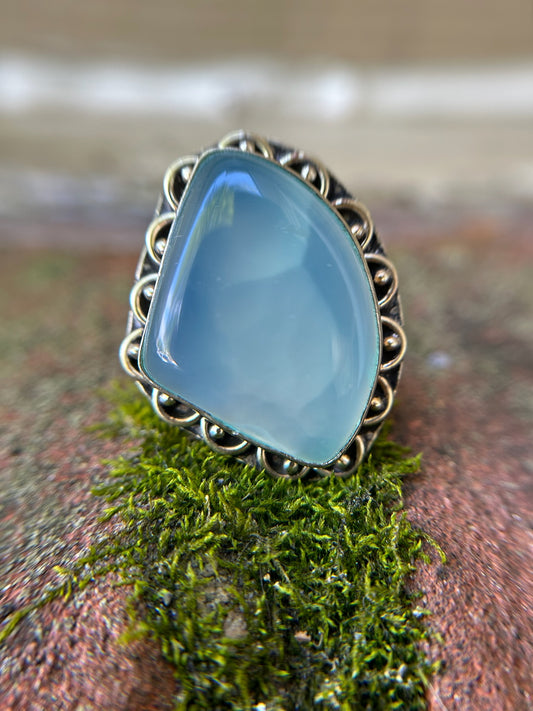 boho, boho jewelry, western apparel, western, ring, iridescent stone, sterling silver ring, jelly agate ring