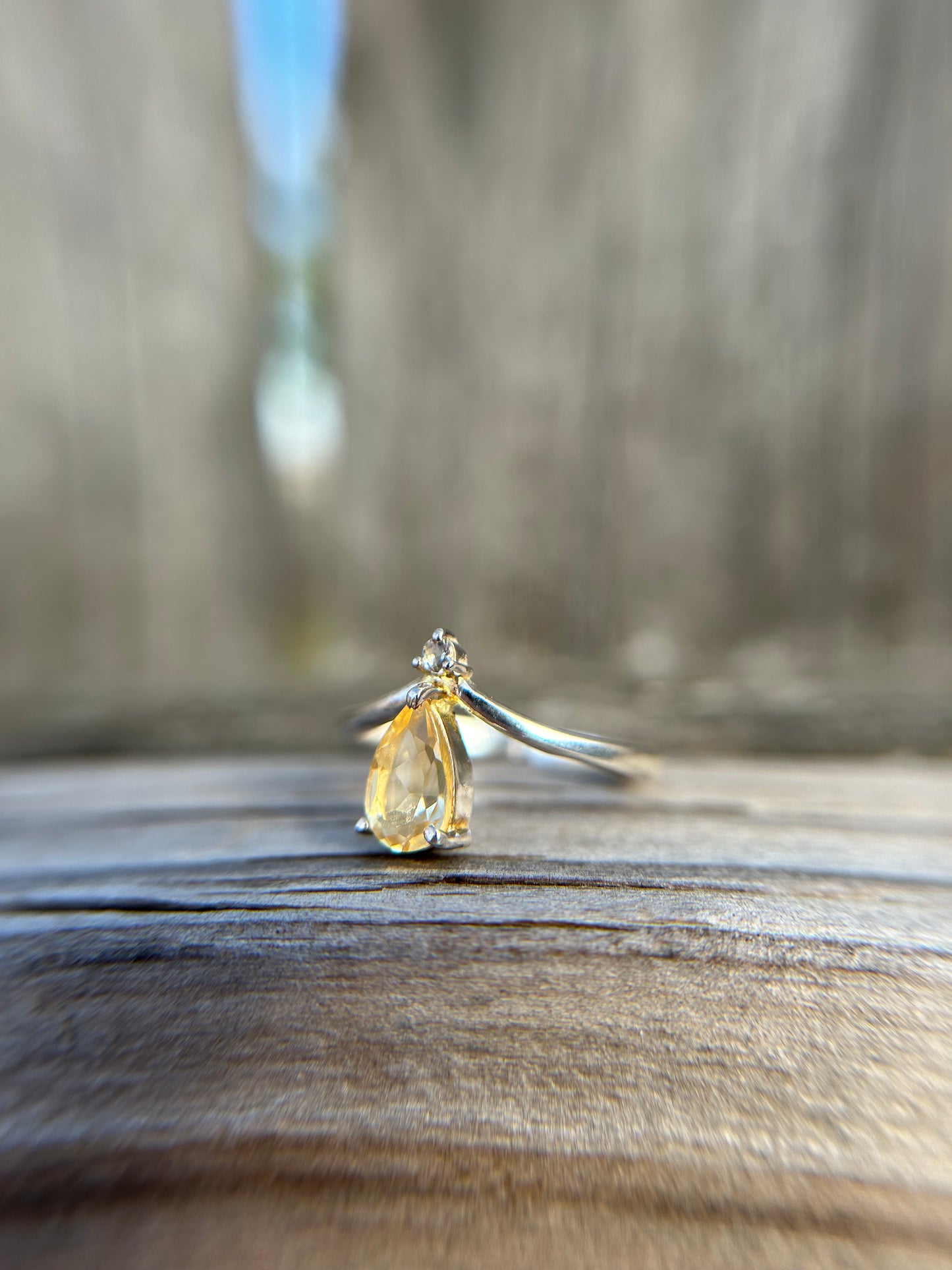 Citrine Teardrop Ring