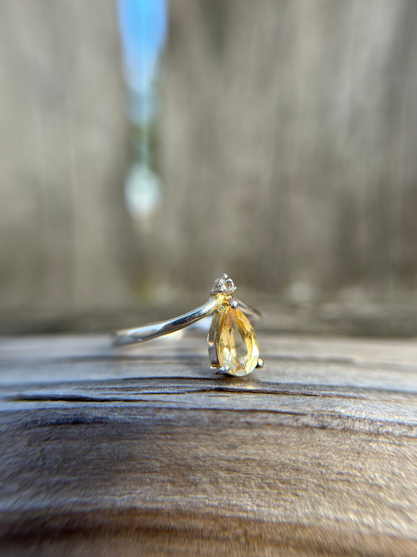 Citrine Teardrop Ring