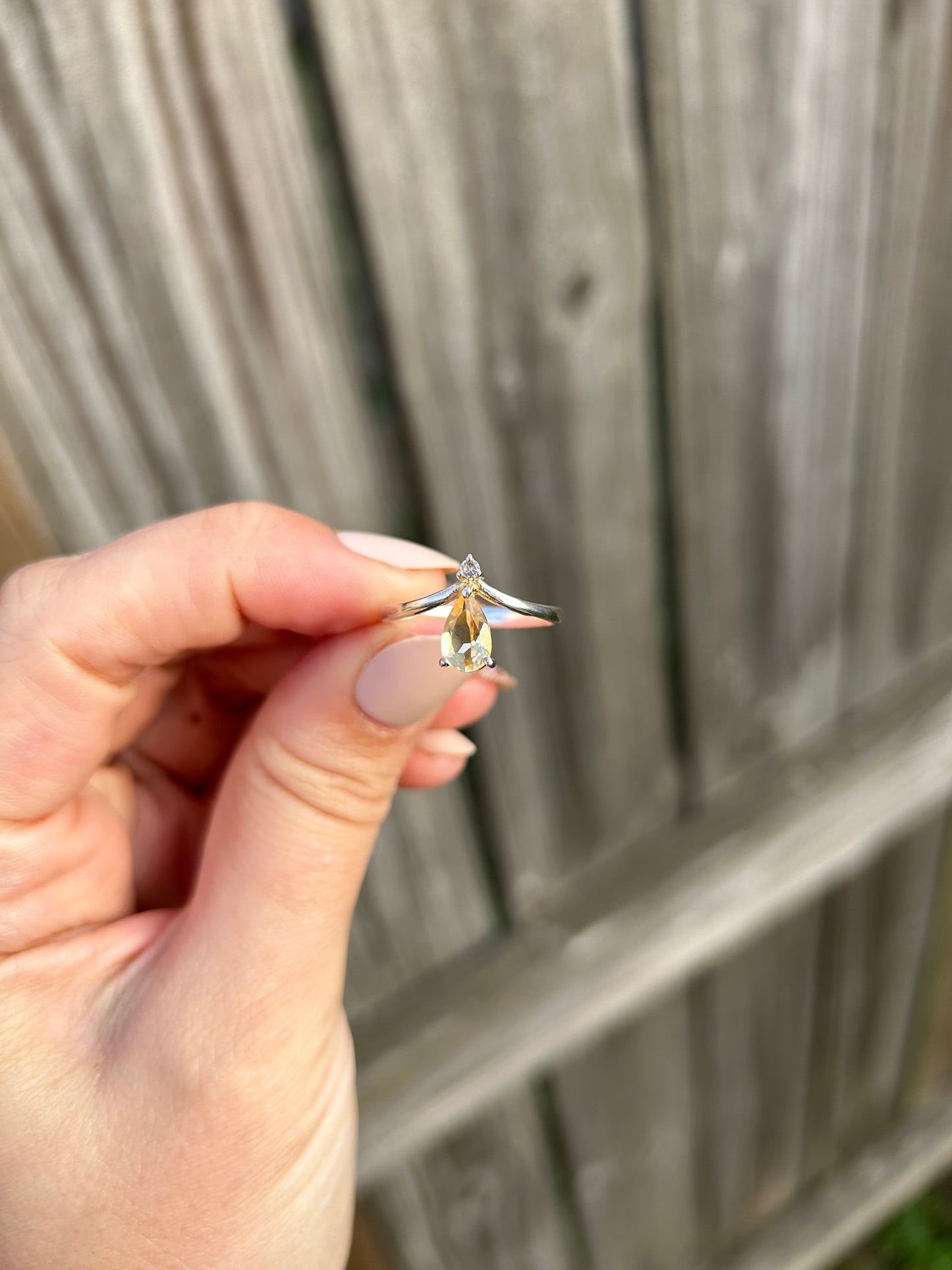 Citrine Teardrop Ring