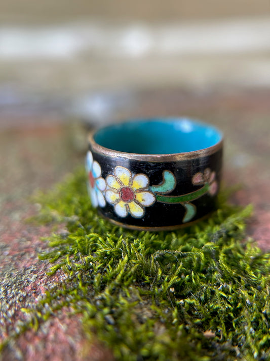 boho, boho jewelry, western apparel, western, ring, iridescent stone, hand crafted ring, hand painted ring