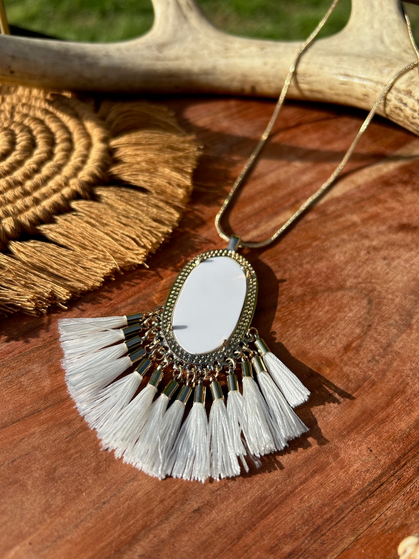 exquisite jewelry, estate jewelry, western apparel, boho, jewelry, jewelry aesthetic, modern necklace, dream catcher necklace, necklace, white necklace, fringe necklace