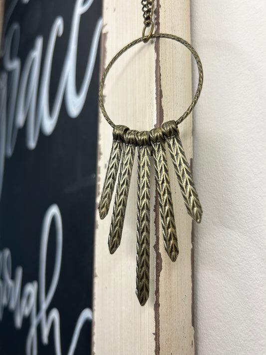 exquisite jewelry, estate jewelry, western apparel, boho, jewelry, jewelry aesthetic, modern necklace, dream catcher necklace, necklace, brass necklace, fringe necklace, jewelry for sale